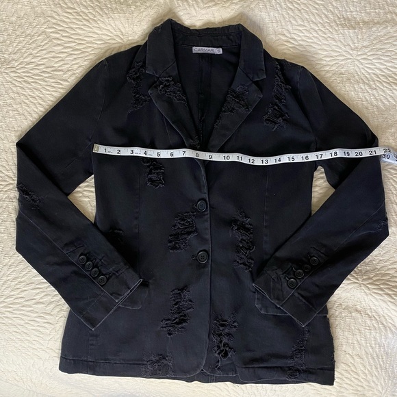 Carmar Black Distressed Blazer size small - Picture 4 of 7